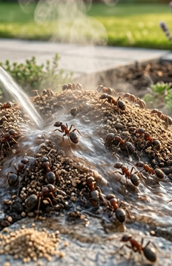 Heisses Wasser gegen Ameisen