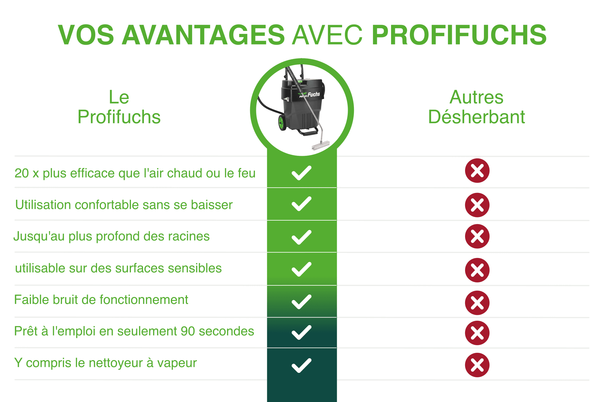 Profifuchs 400 V - Contrôle des mauvaises herbes et nettoyage à la vapeur pour une utilisation professionnelle